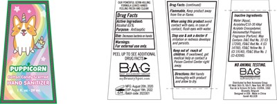 Label Image (Puppicorn Cotton Candy Scented Hand Sanitizer 65vv 29 mL)